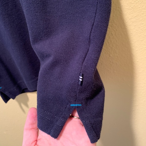 Nautica Navy Hidden Button Polo Shirt - Picture 4 of 5